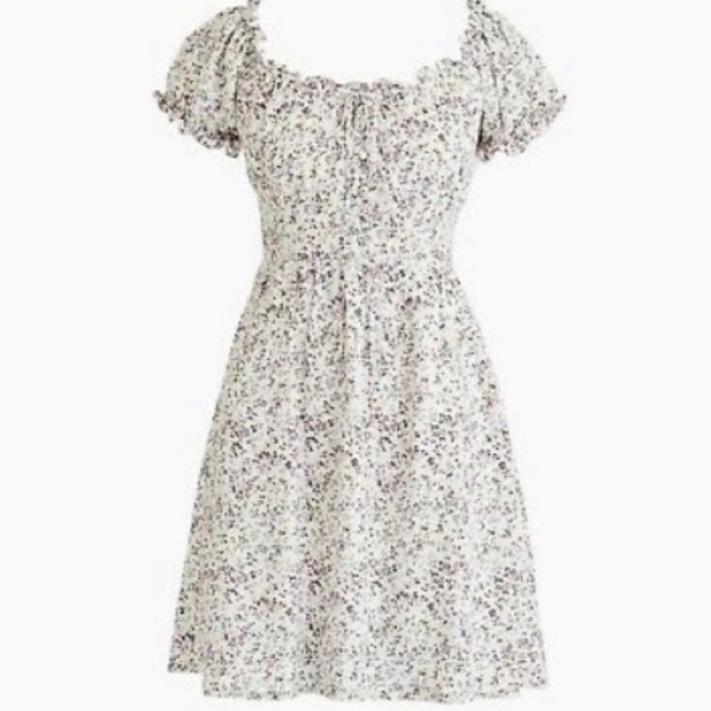 J.Crew Puff-Sleeve Peasant Mini Dress in Soft Rayon